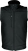 A black men's ripstop softshell vest featuring a zip front and side pockets, with a logo on the chest.