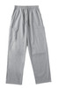 Grey men's scrub pants featuring an elastic waistband and side pockets, suitable for medical or uniform wear.