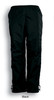 Black unisex training track pants with an elastic waist and adjustable cuffs, featuring a logo.