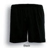 Black kids' plain sports shorts featuring an elastic waistband and a simple design. Includes a logo on the waistband.
