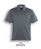 A grey unisex adults golf polo shirt with a collar and a front zipper, featuring a branded logo.