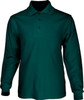A long sleeve basic polo shirt in a deep teal colour, featuring a collar and three buttons, with a logo on the chest.