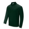 A long sleeve polo shirt in dark green with a collar and a logo. Suitable for unisex adults.