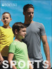 A grey men's tee shirt and bright yellow and green children's tee shirts against a blue sky backdrop. The image includes a logo.