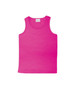 A pink micromesh singlet featuring a tank style. The product includes a label and has a simple design.