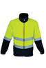 A unisex adults hi-vis full zip polar fleece in bright yellow and navy, featuring reflective tape for visibility.