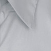 A close-up of a light grey button-up shirt featuring a classic collar. The fabric appears smooth and finely textured.
