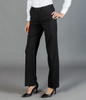 Black utility pants displayed on a model, paired with high heels, showcasing a tailored fit and versatile style.