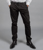 Black chinos with a slim fit, featuring a belt and a casual style, suitable for various occasions.