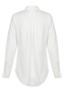 A white Quinn 1/2 Placket shirt featuring long sleeves and a back pleat design. It has a logo on the fabric.