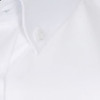 A white button-up shirt with a classic collar and a single button detail. It features a logo on the fabric.