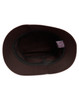 A brown bucket hat with a contrasting edge and a label inside. It features a wide brim.
