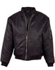A black soft shell jacket with a zip front and ribbed cuffs, featuring a pocket on the sleeve and a logo.