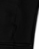 A black men's full-zip fleecy hoodie featuring a zippered pocket and a logo.