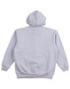 A grey men's full-zip fleecy hoodie with a hood and long sleeves, featuring a logo.