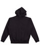 A black kid's full-zip fleecy hoodie with a hood, featuring a plain back design and ribbed cuffs.