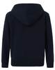 A navy full-zip fleecy hoodie with a hood, featuring long sleeves and a solid design.