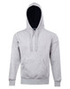 Adult's contrast fleecy hoodie in light grey with a dark hood and front pocket, featuring a logo on the front.