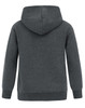 A grey fleece hoodie with a close front and hood. The back view highlights its simple design.