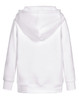 A white kids' hoodie with a close front design and a hood. Features long sleeves and a simple back view.