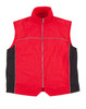 A red and black men's 3-in-1 jacket featuring a zip front and reflective detailing. Includes a logo.