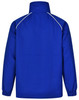 A blue adult track top jacket featuring a high collar and white piping details, with a logo on the design.
