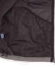 An inside view of a men's softshell high-tech jacket featuring a mesh pocket, predominantly grey in colour.