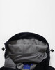 A black softshell full zip hoodie with a grey interior lining and adjustable toggles on the hood.
