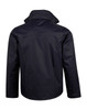 A black men's versatile jacket with a high collar and zip fastening, featuring a logo on the back.