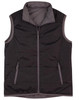 A black and grey versatile vest with a zip front, featuring side pockets and a high collar.