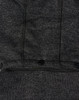 A dark grey fleece jacket featuring a textured fabric and black snap buttons. It has a logo on the garment.