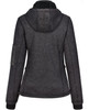 A ladies' grey bonded fleece jacket with a hood, featuring a fitted design and an included logo.