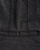 A black heather fleece jacket featuring a zip closure and two snap buttons at the hem. It has a logo present.