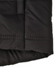 A black sustainable seamless parka jacket featuring a 3D cut with visible stitching details. It has a logo.