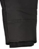 A close-up of a black sustainable parka jacket featuring a seamless design and detailed stitching at the cuff.