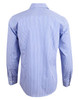 A long-sleeve shirt featuring a two-tone blue check pattern, with a classic button-up design and a logo on the back.