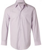 A light purple men's long-sleeve button-up shirt with a single chest pocket and a collar.