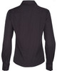 A women's long sleeve button-up shirt in dark grey with a dobby stripe pattern, featuring a collar and long sleeves.