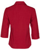 A red women's Cooldry 3/4 sleeve shirt with a collar and rolled cuffs, featuring a plain design and a brand logo.