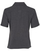 A charcoal grey women's short sleeve overblouse with a collar and a streamlined back design.