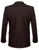 A brown wool stretch men's two-button jacket, featuring a classic design with a sleek back view.