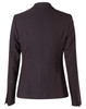 A black women's cropped jacket with a one-button closure and tailored fit, featuring a back view with subtle detailing.
