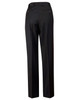 Men's black wool blend stretch flexi waist pants with a straight cut and two back pockets. Features a logo.