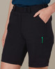 Men's utility cargo shorts in black, featuring side pockets and a front pocket for storage. Includes a logo.