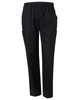 Unisex scrub pants in black, featuring an elastic waistband and two side pockets.