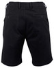 Men's stretch cotton chino shorts in black, featuring two back pockets and a waistband with loops.