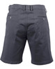 Men's stretch cotton chino shorts in dark grey, featuring a two-pocket design on the back and a logo.