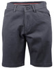 Ladies' stretch cotton chino shorts in black with a stylish waistband and front pockets, featuring a logo.