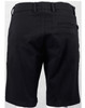 Black stretch cotton chino shorts featuring a back pocket and a waistband with belt loops.