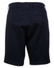 Ladies' stretch cotton chino shorts in navy, featuring a back pocket and a logo. Suitable for casual wear.